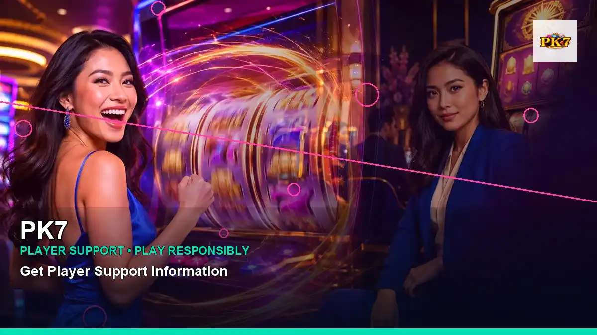 PK7 neon jackpot slot games featuring an adult Filipina casino host with a left-framed composition